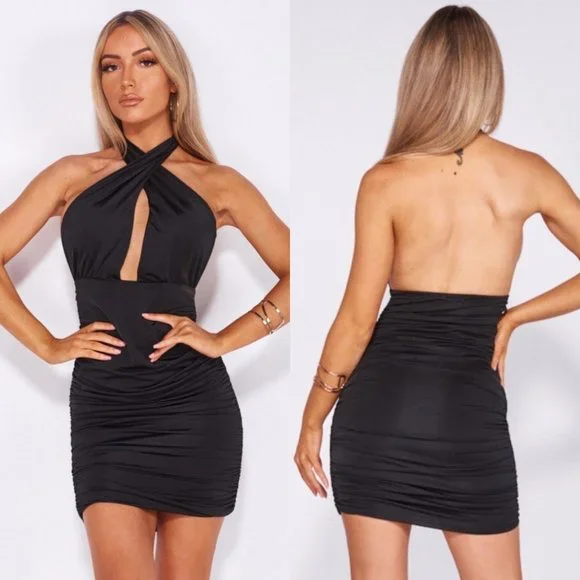 ワンピース S backless halter dress miniTHEREDTHREAD S backless halter dress miniTHEREDTHREAD